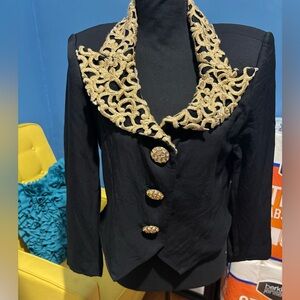 Elegant Black Jacket with Gold Accents size small Great condition